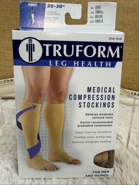 TRUFORM | Beige Medical Compression Stockings - Unisex Size Small, NWT
